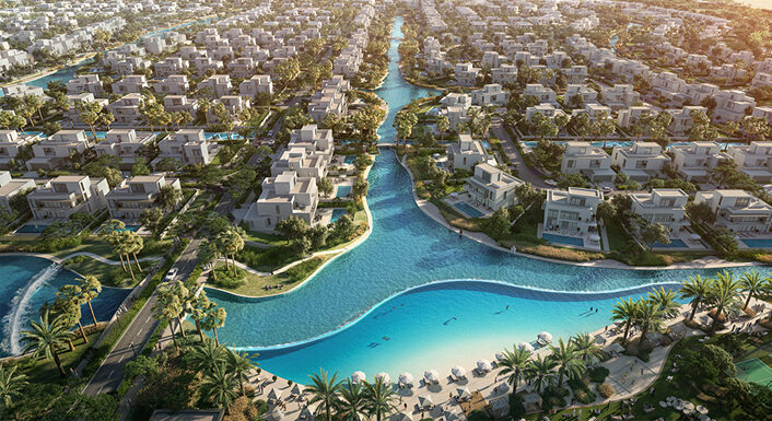 Exklusive Wasserresidenz in Mirage at the Oasis von Emaar, Dubailand. Diese luxuriöse Wohnanlage beeindruckt mit einer weitläufigen künstlichen Lagune, umgeben von eleganten Villen, üppigen Grünflächen und privaten Strandbereichen. Die durchdachte Architektur und die erstklassigen Annehmlichkeiten bieten eine unvergleichliche Lebensqualität in Dubai. Perfekt für Käufer, die eine gehobene Waterfront-Community suchen. Jetzt auf nikvandamme.ae entdecken.